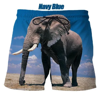 Летние шорты со слоном с 3D-печатью, повседневные плавки, свободные пляжные шорты с принтом, повседневные крутые Свободные пляжные шорты унисекс