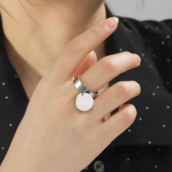 Минималистичное кольцо из нержавеющей стали шириной 6 мм с большой круглой подвеской, кольца на палец для мужчин, подарок для любителей модных ювелирных изделий для женщин