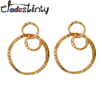Золотые Серьги-гвоздики неправильной круглой формы для женщин, геометрические украшения