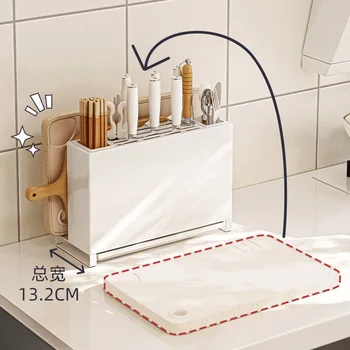 Кухонные гаджеты Универсальный инструмент Для слива посуды Простая Белая подставка для ножей Выдалбливающиеся Снизу Предметы для хранения Высококачественная углеродистая сталь
