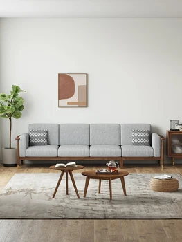 Скандинавский диван из массива дерева, тканевый диван из ясеня, гостиная, современная роскошная технология, домашний диван из массива дерева