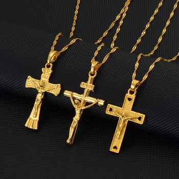 Подвески и ожерелья с Крестом Anniyo Jesus для женщин, девочек, Иисус, Христианство, Религия, Христианское крещение, Очаровательные Кресты