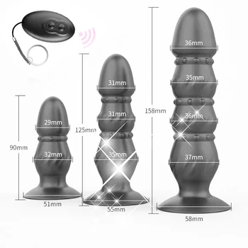 Анальная пробка 3 размера, анальная пробка G Spot, стимулирующая массажер мужской простаты, беспроводной вибратор с дистанционным управлением, эротические секс-игрушки для мужчин-геев