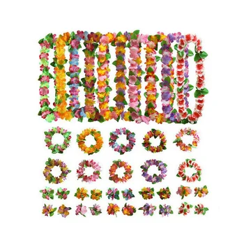 10 Комплектов гавайских цветочных леев Tropical Luau для вечеринок с ожерельями-гирляндами Хула и браслетами для Гавайев