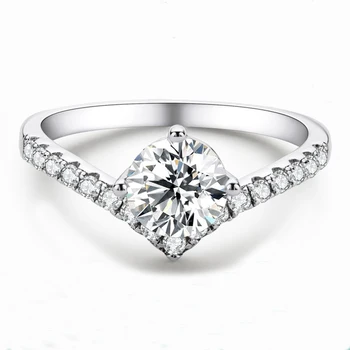 Модное Серебряное кольцо с муассанитом круглой огранки в форме сердца весом 1 карат для женщин, ювелирные изделия с обещанием помолвки