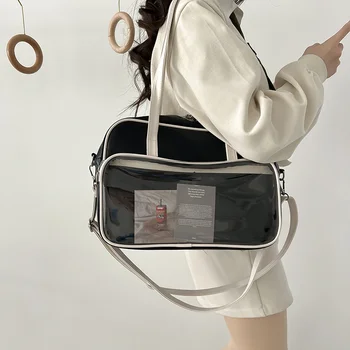 Прозрачный Минималистичный стиль, Новая мода, Мягкая кожа, сумка-тоут большой емкости, Женская сумка на одно плечо, сумка-мессенджер, сумочка