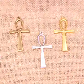 7шт египетский крест анх символ жизни, подвески, подвески 3 цвета для изготовления ювелирных изделий ручной работы 52 *28 мм