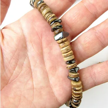 мужские ожерелья ручной работы из гематита и деревянных бусин Деревянное ожерелье