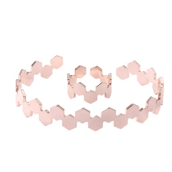 Открытый женский браслет-кольцо, геометрический ювелирный набор, модный простой браслет-кольцо с кристаллами