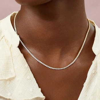 Ожерелье с теннисной цепочкой 3 мм Iced Out для женщин класса люкс AAA + Кубический Циркон, Короткое ожерелье с бегемотом, Аксессуары, ювелирные изделия Оптом 2023 г.