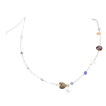 Ожерелье с подвеской в виде акрилового цветка, ожерелье из хрусталя и гравия, украшенное бисером, для женщин, Крутое колье Y2K, ювелирные изделия, Изысканное колье