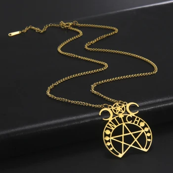 Jeshayuan Тройная Луна Богиня Ожерелья Для Женщин Пентаграмма Полумесяц Ведьма Талисман Подвеска Цепочка