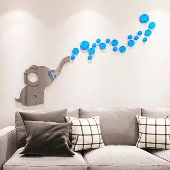 Наклейка на стену в скандинавском стиле с маленьким слоном, фон для дивана в гостиной, 3D обои, наклейки для украшения детской комнаты с мультяшным рисунком