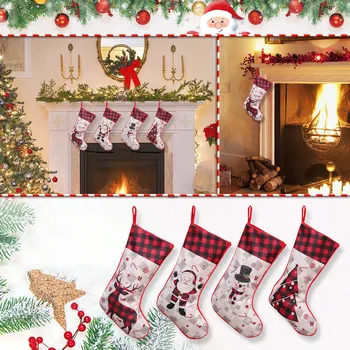 Милый Рождественский чулок, Рождественская елка, Декор, Подарочный пакет с конфетами, Снеговик, Санта-Клаус, Лось, Медведь, Домашние носки Navidad, Рождество # t2p