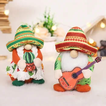 Мексиканский праздничный музыкальный инструмент, кукла-карлик, Кактус, Безликая Кукла-пара, Праздничное украшение