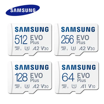 Samsung EVO Plus Карта microSD 512 ГБ/256 ГБ/128 ГБ A2 U3 64 ГБ A1 U1 SDXC Class10 TF Карта Для Видеонаблюдения Автомобильный ВИДЕОРЕГИСТРАТОР Смартфон