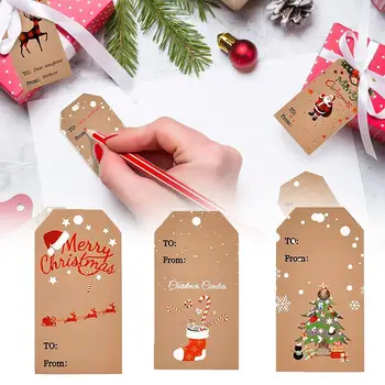 1 Комплект Нежных Рождественских открыток, подарочных бирок, подарочных бирк из крафт-бумаги, улучшающих атмосферу