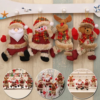 Рождественские Куклы Санта-Клауса, Рождественская Елка, Маленькие подвесные Аксессуары, Танцующий Снеговик, Олень, Медведь, Тканевая Кукла, Домашний декор, Новогодний Подарок