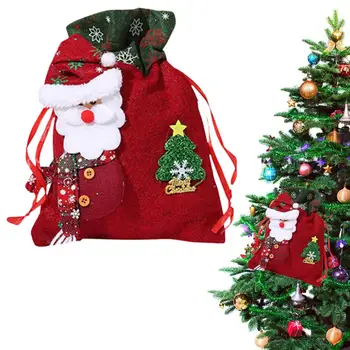 Пакеты для рождественских подарков Милый рождественский бархатный подарочный пакет со шнурком Рождественские Пакеты для конфет на День Рождения, Праздничные принадлежности для домашней вечеринки