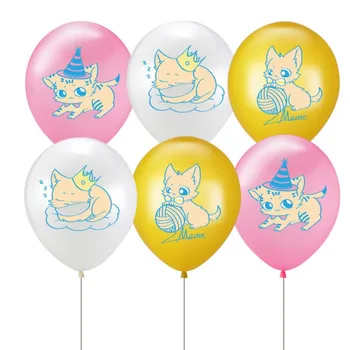 10 шт./компл. 12-дюймовые латексные воздушные шары с рисунком кота для тематической вечеринки для домашних животных, Дня рождения, свадебных принадлежностей