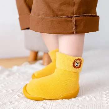 Зимние новинки 2020 года, детские носки, зимние носки из шерсти ягненка, детские носки с вышивкой, первые ходунки для малышей