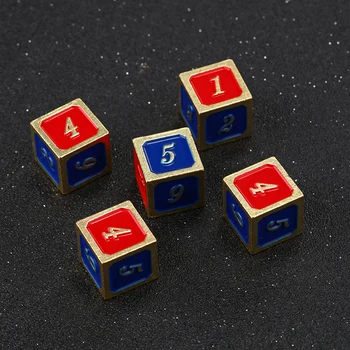 5 шт./1 комплект металлических кубиков с красочными цифрами, Забавные игровые кубики, шестигранный решающий стол, аксессуары для настольной игры 13 мм