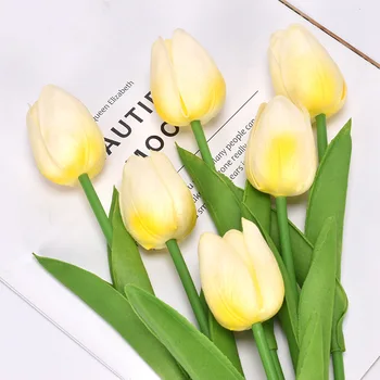 Искусственный цветок 5шт PU Тюльпан, искусственный букет, искусственный цветок на ощупь, поддельный цветок для свадебного украшения, цветы, декор для домашней вечеринки