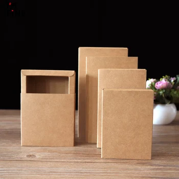 Коричневый упаковочный ящик Коробка для подарков, Крафт-бумага Обувь Одежда Ювелирные изделия Раздвижные подарочные коробки Картонная складная коробка для хранения