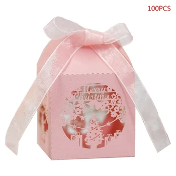 100шт Рождественская Снежинка Полая Подарочная коробка для конфет Для хранения Свадебной вечеринки