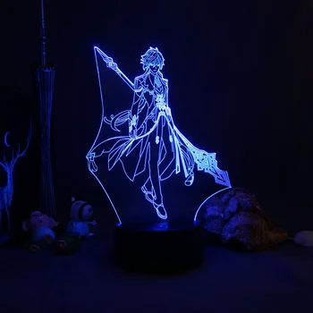 Genshin Impact 3D Night Light Иллюзионная Лампа Горячая Игра Свет для Декора Спальни Светодиодный Свет Атмосфера Прикроватные Ночные Лампы Детский Подарок