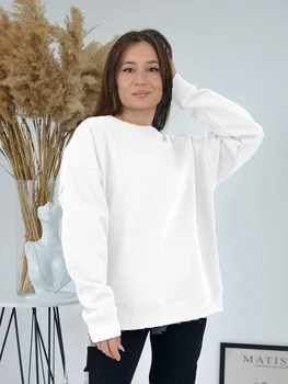 женская толстовка из 100% хлопка, весенне-осенняя свободная универсальная куртка большого размера, модная верхняя футболка