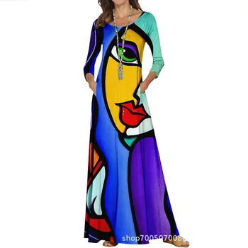 Женское сексуальное платье трапециевидной формы 2022, весенние длинные платья с круглым вырезом, женское пляжное праздничное платье Vestidos