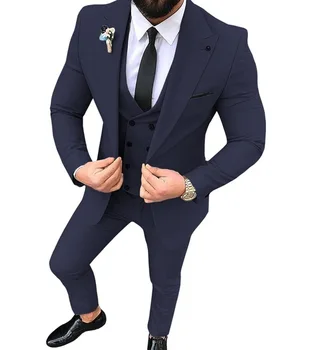Изготовленные на заказ красочные мужские костюмы, 3 предмета, приталенные повседневные деловые смокинги с лацканами для жениха для официальной свадьбы (блейзер + брюки + жилет)