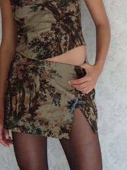 Женские винтажные мини-юбки с запахом y2k, Летняя Весенняя уличная вечеринка, Короткая юбка с разрезом, французская уличная одежда в стиле ретро