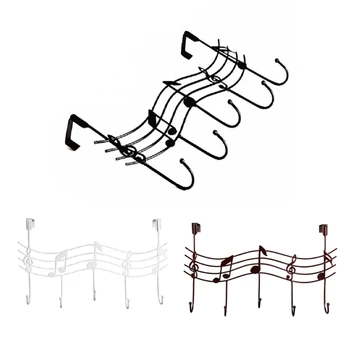Волнистые музыкальные ноты Металлическая стойка для подвешивания 5 Крючков Железный крючок для хранения шляп и пальто для домашней ванной комнаты Настенные принадлежности