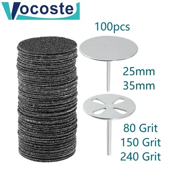 VOCOSTE 100шт Замените шлифовальную бумагу диском 25 мм 35 мм 80 зернистости, наждачная бумага для педикюра, сверло для ногтей, аксессуары, инструмент для мозолей на ногах