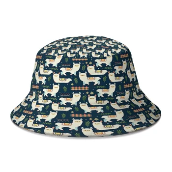 Милая Широкополая шляпа с рисунком альпаки для женщин, мужчин, подростков, складные шляпы Рыбака-боба, Панама, Кепка, Осень