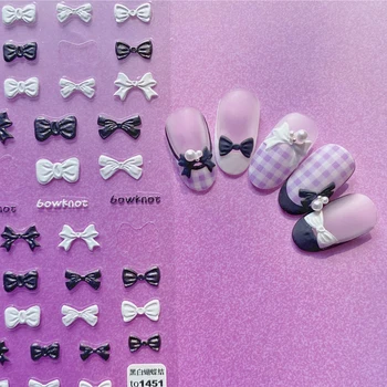 Милый Бант 5D Рельефные Рельефы С Тиснением Самоклеящиеся Наклейки Для Дизайна Ногтей В Японском Стиле 3D Наклейки Для Украшения Ногтей Оптом Дропшиппинг