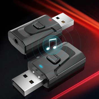50ШТ T7-5 Bluetooth-совместимый приемник 5.0 беспроводной USB-адаптер 3,5 мм аудиоприемник/передатчик для телевизора ПК Автомобильный AUX динамик Pl