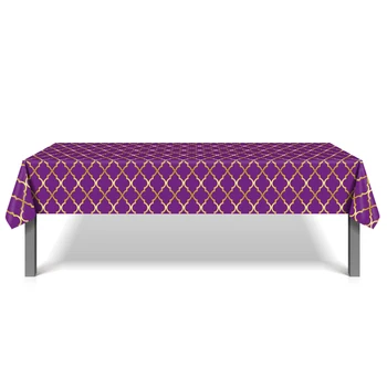 Арабское Фиолетово-золотое одноразовое украшение для стола Детский душ С Днем Рождения, пикник на открытом воздухе, Принадлежности для кемпинга, Скатерть