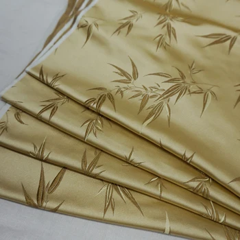 Высококачественная желтая бамбуковая Дамасская атласная парча в цветочек, Жаккардовая ткань, обивка костюмов, мебель, шторы, Материал для одежды
