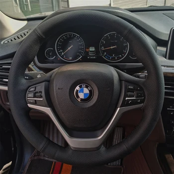 Накладка на руль автомобиля из натуральной кожи для BMW X5 F15 2013 2014-2018 X6 F16 2015 2016 2017-2019 Автомобильные аксессуары