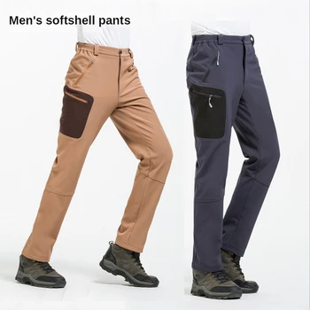Теплые зимние мужские брюки SoftShell для путешествий, водонепроницаемые штаны для кемпинга, пешего туризма, рыбалки, флисовые ветрозащитные Лыжные штаны для скалолазания