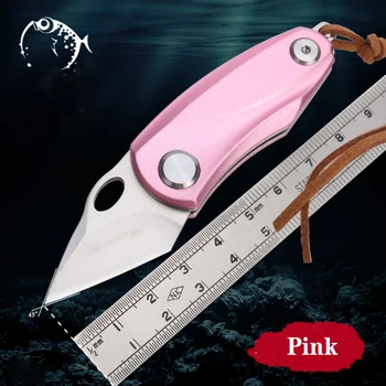 Милый розовый складной нож с лезвием в форме нержавеющей стали для выживания на открытом воздухе, карманный нож для кемпинга, самозащита, EDC для девочек, ручные инструменты