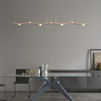 Лампа для столовой, подвесные светильники с длинной полосой, дизайнерское домашнее освещение, подвесной светодиодный светильник с простым изгибом
