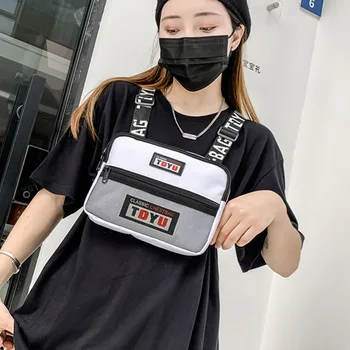 Функциональная тактическая нагрудная сумка для женщин, модный жилет в стиле хип-хоп, сумки для уличной одежды, поясная сумка с надписью, унисекс, черная нагрудная сумка