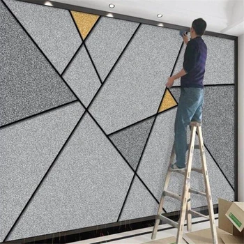 beibehang Настраивает новый современный геометрический стереофонический фон золотой линии papel de parede обои papier peint