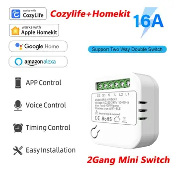 Apple Homekit Cozylife WiFi Mini Smart Switch, 2 банды, модуль автоматического отключения с двусторонним управлением, работающий с Alexa Google Home