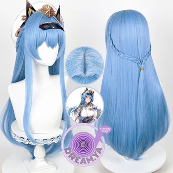 Шлем, парик для косплея NIKKE The Goddess of Victory, синий, 80 см, Термостойкие синтетические волосы, вечеринка для ролевых игр на Хэллоуин + шапочка для парика