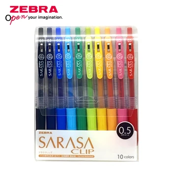 Zebra SARASA JJ15, Цветная гелевая ручка, студенческий аккаунт, Принадлежности для рисования, Гелевая ручка 0,5 мм, Япония, Набор из 10 цветов
